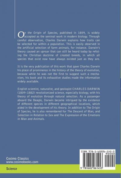 On the Origin of Species: By Means of Natural Selection or the Preservation of Favored Races in the Struggle for Life