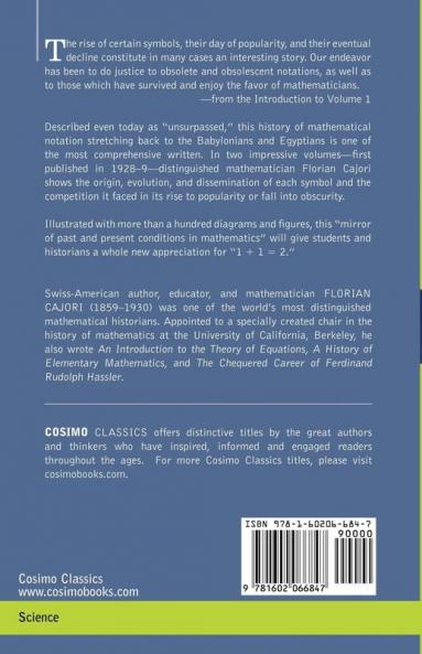 A History of Mathematical Notations Volume I: 1