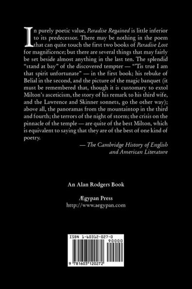 Paradise Regained by John Milton Poetry Classics Literary Collections