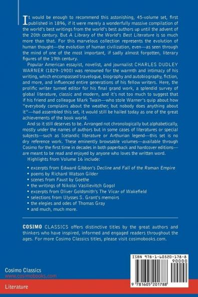 A Library of the World's Best Literature - Ancient and Modern - Vol. XVI (Forty-Five Volumes); Gellius-Greek Anthology: 16