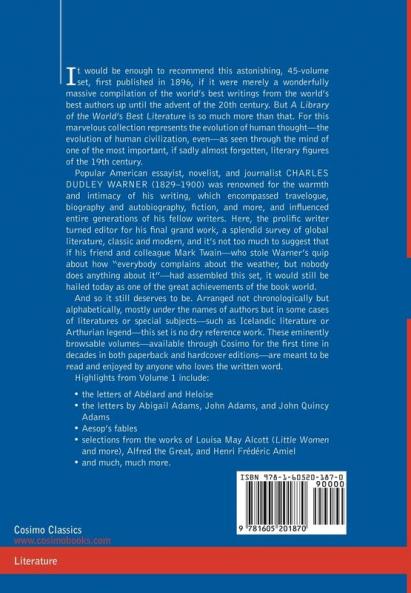 A Library of the World's Best Literature - Ancient and Modern - Vol. I (Forty-Five Volumes); Abelard - Amiel: 1