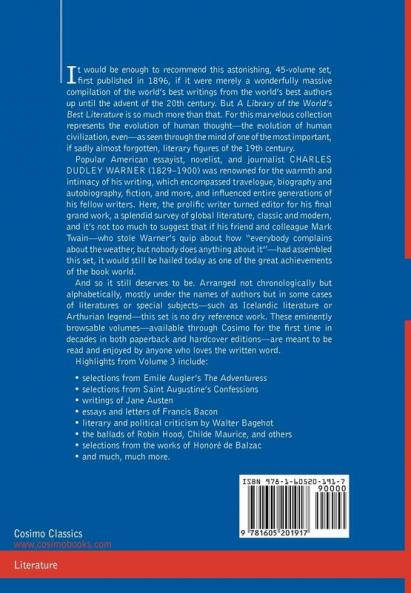 A Library of the World's Best Literature - Ancient and Modern - Vol. III (Forty-Five Volumes); Auerbach - Bancroft