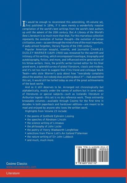 A Library of the World's Best Literature - Ancient and Modern - Vol.XXIII (Forty-Five Volumes); Lessing- Mabinogion