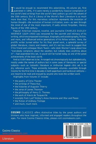 A Library of the World's Best Literature - Ancient and Modern - Vol.XXXVII (Forty-Five Volumes); Thanet-Vaughan: 37