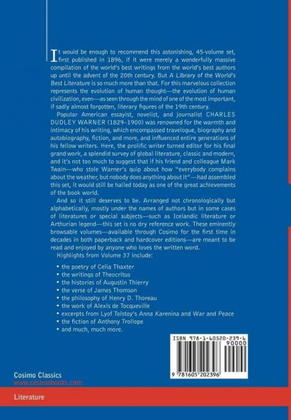 A Library of the World's Best Literature - Ancient and Modern - Vol.XXXVII (Forty-Five Volumes); Thanet-Vaughan: 37