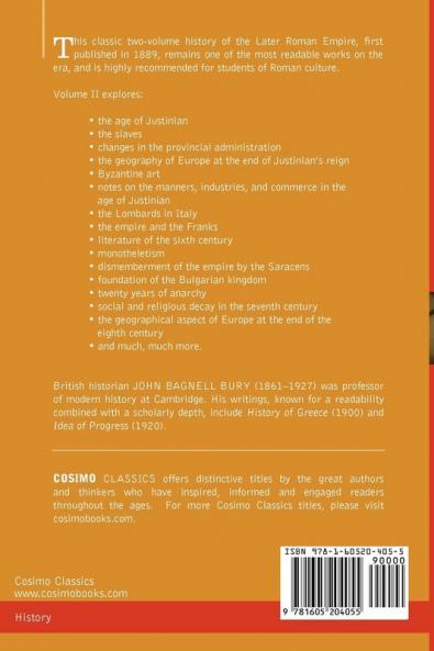 History of the Later Roman Empire from Arcadius to Irene Vol. II