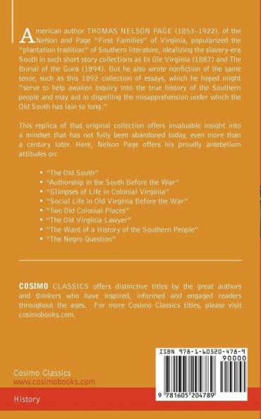 The Old South: Essays Social and Political