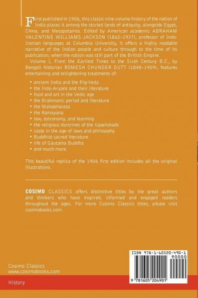 History of India in Nine Volumes: Vol. I - From the Earliest Times to the Sixth Century B.C.: 1