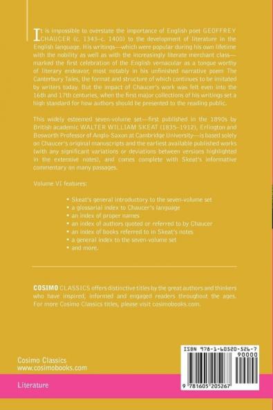 Complete Works of Geoffrey Chaucer Vol. VI: Introduction Glossary and Indexes (in Seven Volumes)