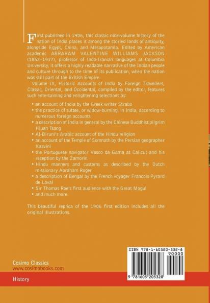 History of India in Nine Volumes: Vol. IX - Historic Accounts of India by Foreign Travellers Classic Oriental and Occidental