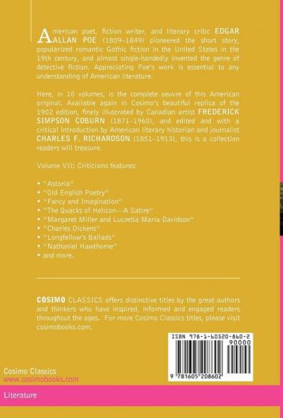 The Complete Works of Edgar Allan Poe Vol. VII (in Ten Volumes): Criticisms: 7