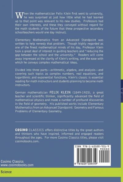 Elementary Mathematics from an Advanced Standpoint: Arithmetic Algebra Analysis