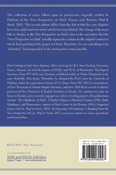 Studies in the New Perspective on Paul: Essays and Reviews