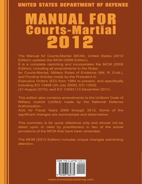 Manual for Courts-Martial 2012 (Unabridged)