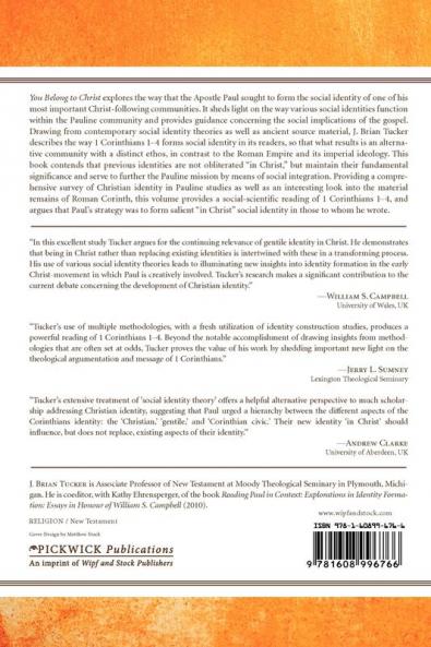 You Belong to Christ: Paul and the Formation of Social Identity in 1 Corinthians 1-4