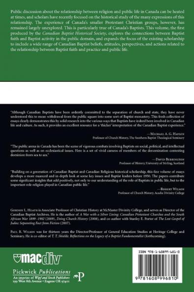 Baptists and Public Life in Canada: 2 (McMaster General Studies)