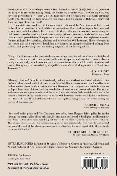 Text and Story: Narrative Studies in New Testament Textual Criticism