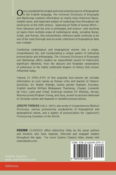 The Universal Dictionary of Biography and Mythology Vol. IV (in Four Volumes): Pro - Zyp