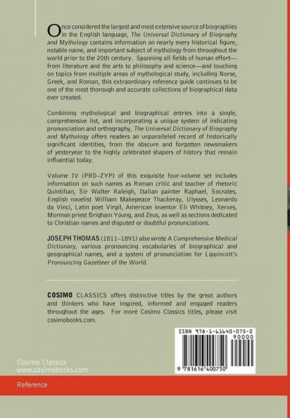 The Universal Dictionary of Biography and Mythology Vol. IV (in Four Volumes): Pro - Zyp