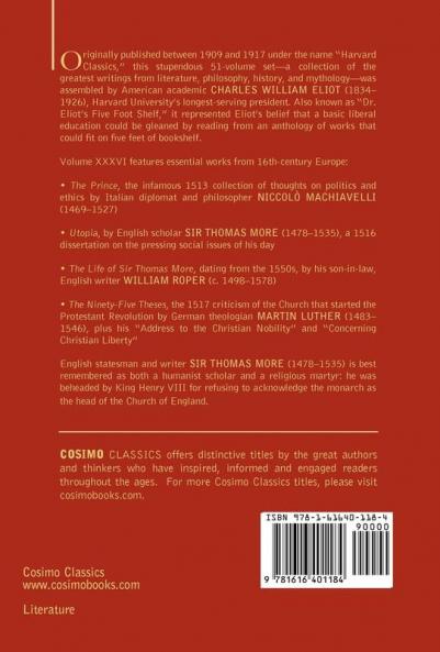 Machiavelli More & Luther: The Five Foot Shelf of Classics Vol. XXXVI (in 51 Volumes): 36