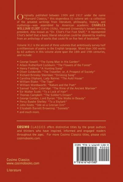 English Poetry II: Collins to Fitzgerald: The Five Foot Shelf of Classics Vol. XLI (in 51 Volumes)