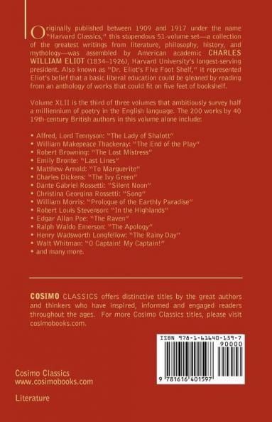 English Poetry III: Tennyson to Whitman: The Five Foot Shelf of Classics Vol. XLII (in 51 Volumes)