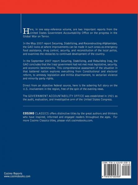 Securing Stabilizing and Rebuilding Afghanistan and Iraq