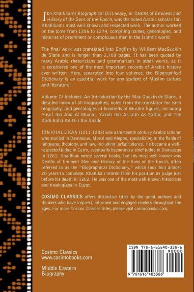 Ibn Khallikan's Biographical Dictionary Volume IV: 4