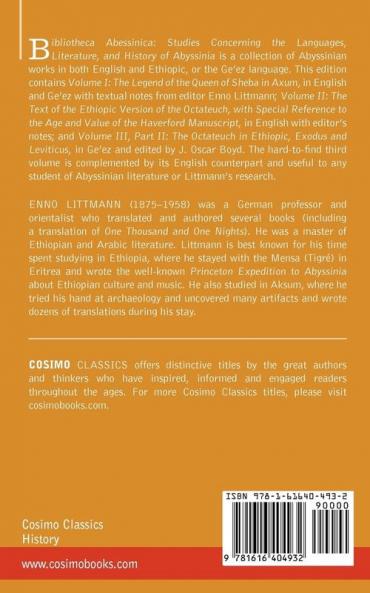 Bibliotheca Abessinica: Studies Concerning the Languages Literature and History of Abyssinia