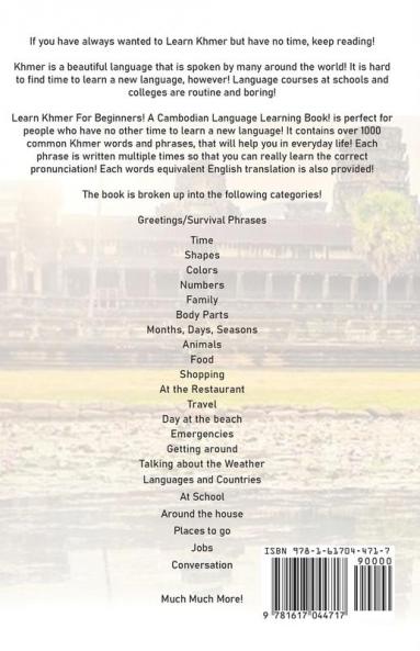 Learn Khmer For Beginners! A Cambodian Language Learning Book! Over 1000 Khmer Words and Phrases! Phrases Edition!