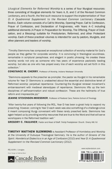 Greater Attention: Liturgical Elements for Reformed Worship Year D
