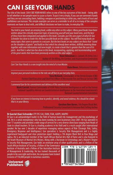 Can I See your Hands: A Guide To Situational Awareness Personal Risk Management Resilience and Security