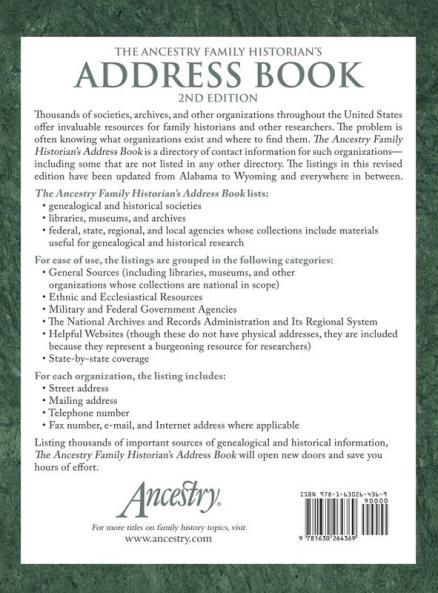 The Ancestry Family Historian's Address Book