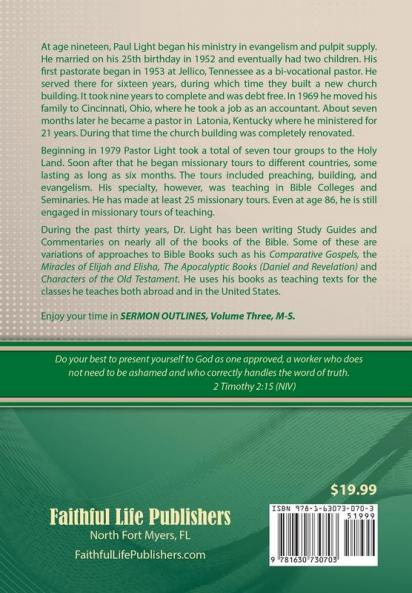 Sermon Outlines Volume Three M-S
