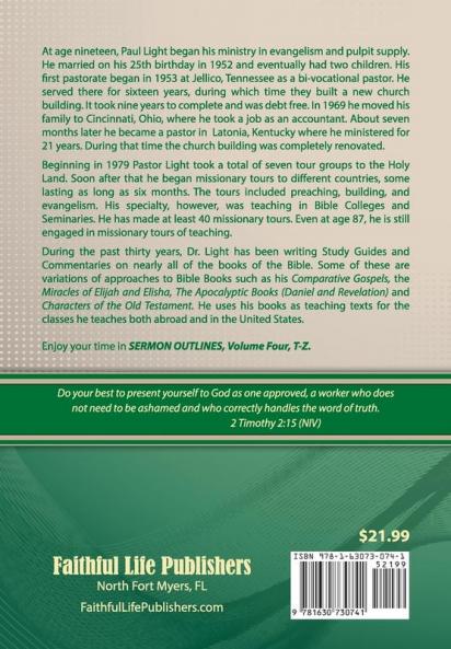 Sermon Outlines Volume Four T-Z