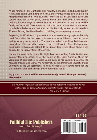 Old Testament Bible Study Genesis Through 1 Samuel