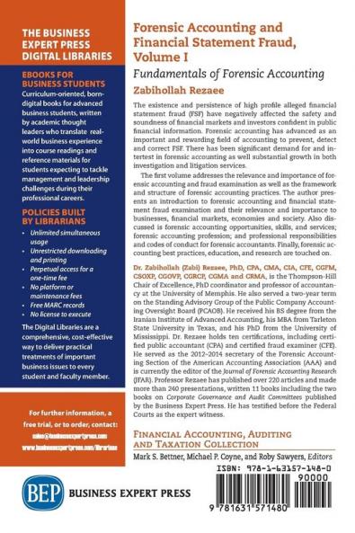 Forensic Accounting and Financial Statement Fraud Volume I