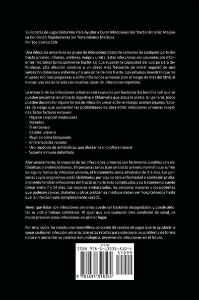 56 Recetas de Jugos Naturales Para Ayudar a Curar Infecciones Del Tracto Urinario: Mejore su Condición Rápidamente Sin Tratamientos Médicos