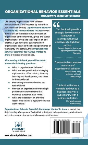 Organizational Behavior Essentials You Always Wanted To Know (Self-Learning Management Series)