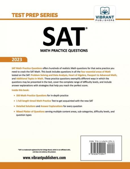 SAT Math Practice Questions (Test Prep Series)