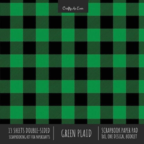 Green Plaid Scrapbook Paper Pad 8x8 Decorative Scrapbooking Kit for Cardmaking Gifts DIY Crafts Printmaking Papercrafts Check Pattern Designer Paper