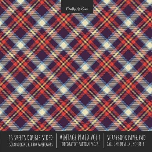 Vintage Plaid 1 Scrapbook Paper Pad 8x8 Scrapbooking Kit for Cardmaking Gifts DIY Crafts Printmaking Papercrafts Decorative Pattern Pages