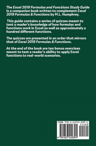 Excel 2019 Formulas and Functions Study Guide