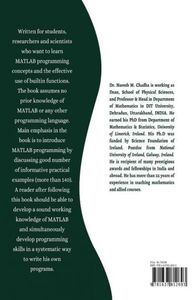 Programming In Matlab : With Applied Numerical Methods For Engineers And Scientists