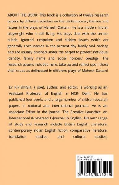 Hidden Issues In Mahesh Dattani'S Plays