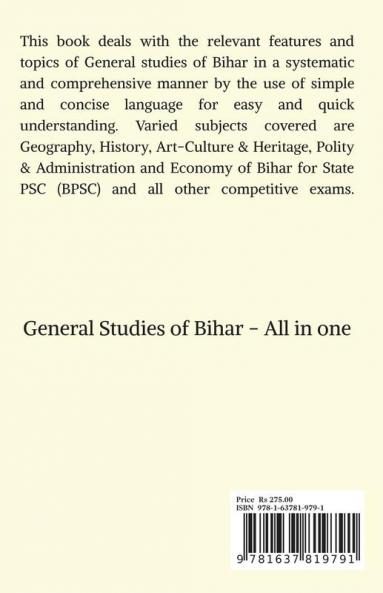 General Knowledge of Bihar : Useful for BPSC and other competitive exams