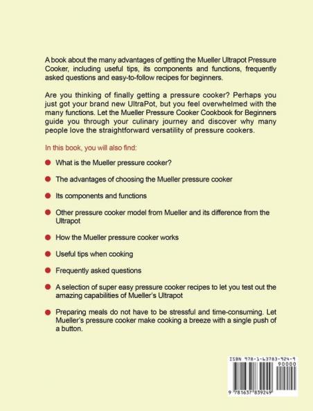 Mueller Pressure Cooker Cookbook for Beginners 1000: The Complete Recipe Guide of Mueller 6 Quart Pressure Cooker 10 in 1 to Saute Slow Cooker Rice Cooker Yogurt Maker and Much More