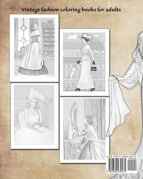Historical fashion coloring book - vintage grayscale coloring books for adults: Vintage fashion coloring books for adults