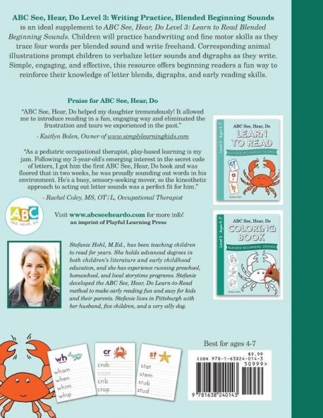 ABC See Hear Do Level 3: Writing Practice Blended Beginning Sounds