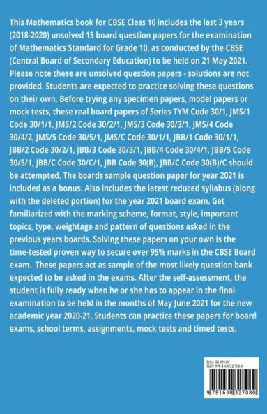 Cbse Class 10 Mathematics Standard Last 3 Years (2018-2020) Boards 15 Question Papers For Math Exam 21 May 2021 : Maths Previous Years Question Papers Bank Cbse Grade X Board 2021